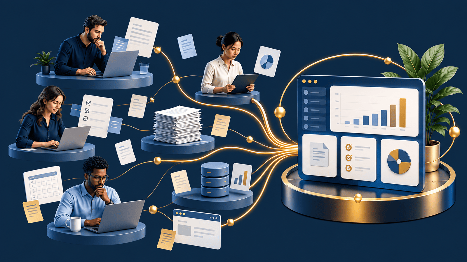Arcan’s four phases: earn trust through useful insight; understand the business; build connected systems; review and improve.